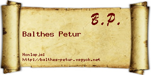 Balthes Petur névjegykártya